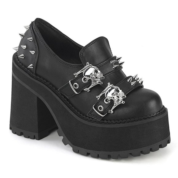 Demonia Shoes - Demonia Assault 38 Black Platform Loafer Shoes
